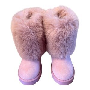 Pink Faux Fur Winter Boots